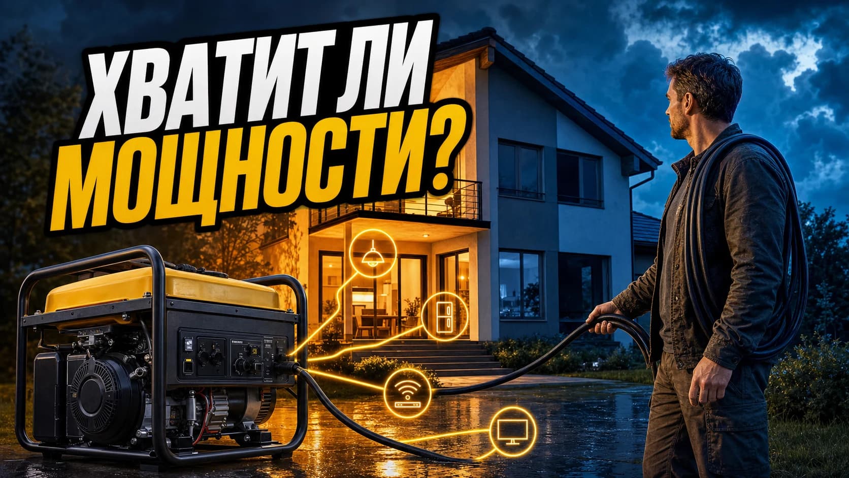 Домовладелец оценивает мощность генератора для загородного дома