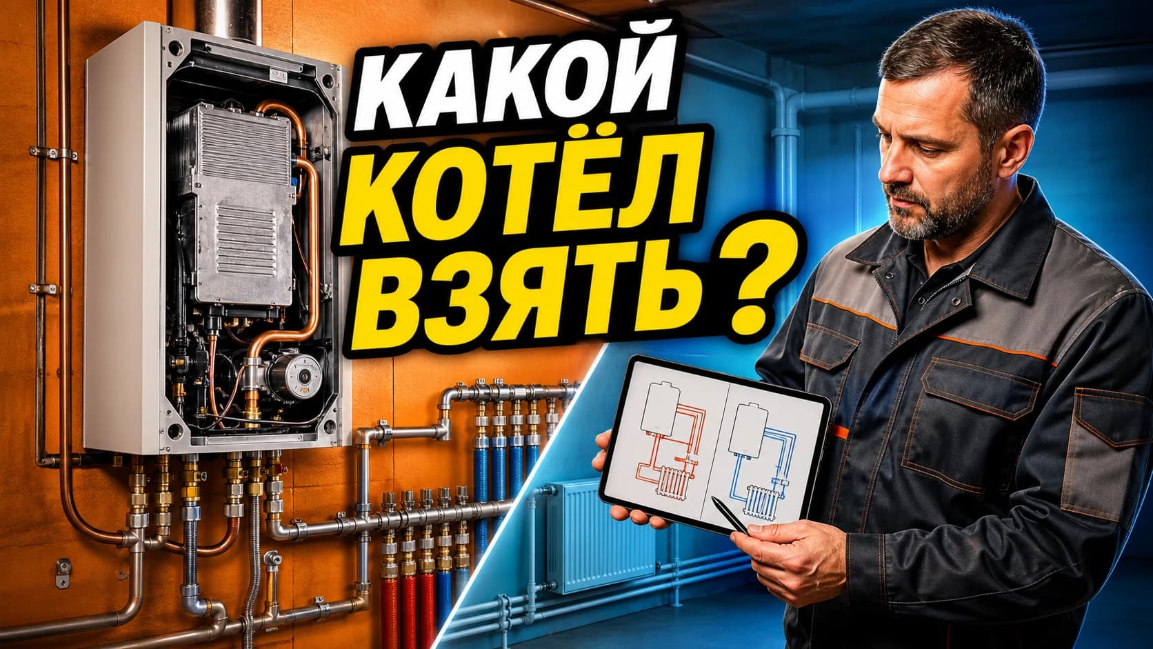 Монтажник сравнивает варианты подключения газового котла